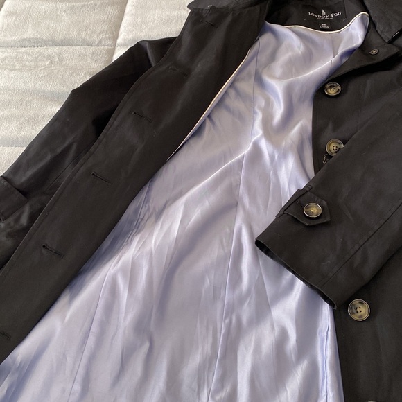 London fog black lined trench coat women’s petite small - Picture 7 of 11